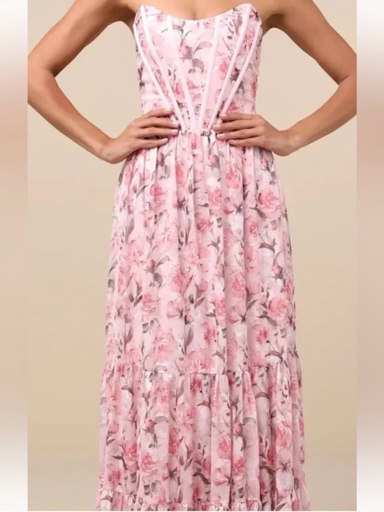 Lulus Dresses & Skirts - Special moment pink floral strapless maxi